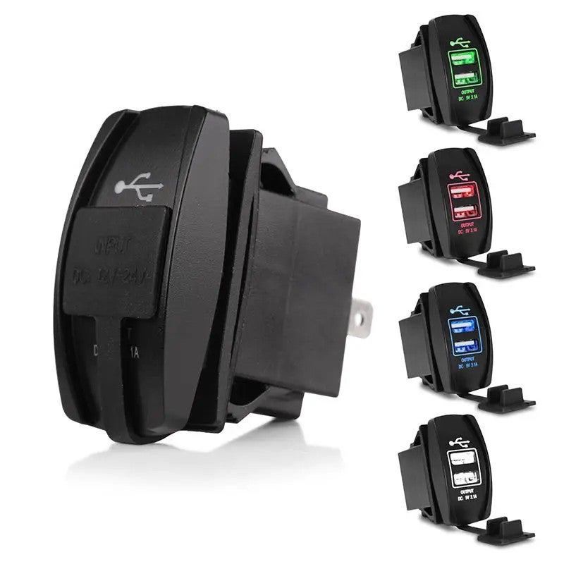 Bluejw Rocker Switch Style Dual USB Car Charger 3.1A, LED Backlight, Automobile Charger Socket - [Color Option] - Image 5